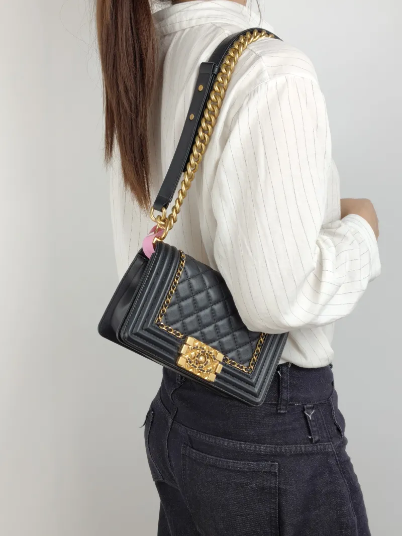 Chanel Crossbody Bag Le Boy​ Black Calfskin Small 20.5 × 8.5 × 12 cm 29 — on-model view 2 of 2