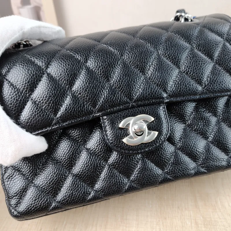 Chanel Crossbody Bag Classic Flap CF Black Grained Calfskin Small 23 × 6 × 14.5 cm — detail view 10 of 14