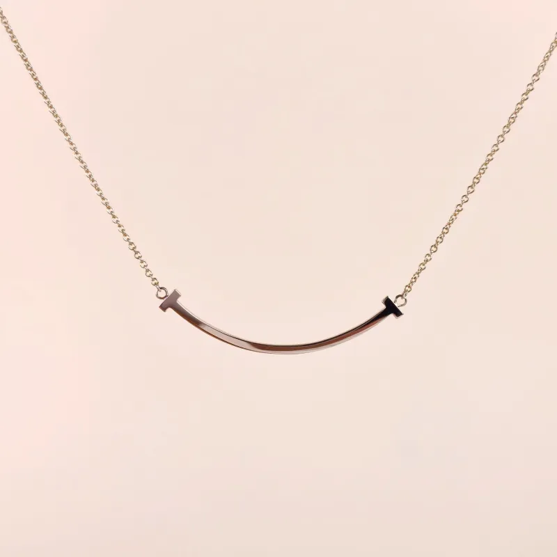 Tiffany&Co. Necklace T Collection Small Smile Necklace Rose Gold Rose Gold 18KR ose Gold Small 46cm