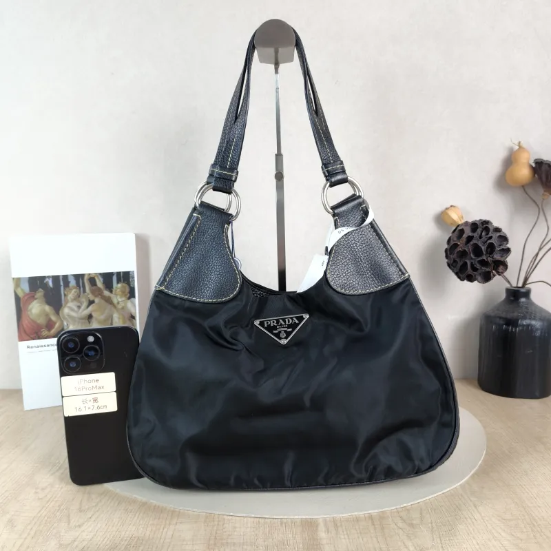 PRADA Top Handle Bag Nylon Black Nylon One Size 32 × 16 × 29 cm — cover view 4 of 5