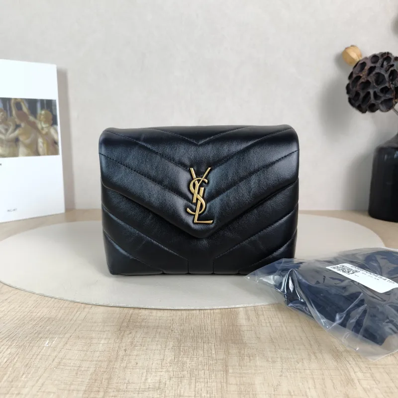 SAINT LAURENT Crossbody Bag LOULOU Black Calfskin Mini 20 × 7.5 × 14 cm — cover view 5 of 6