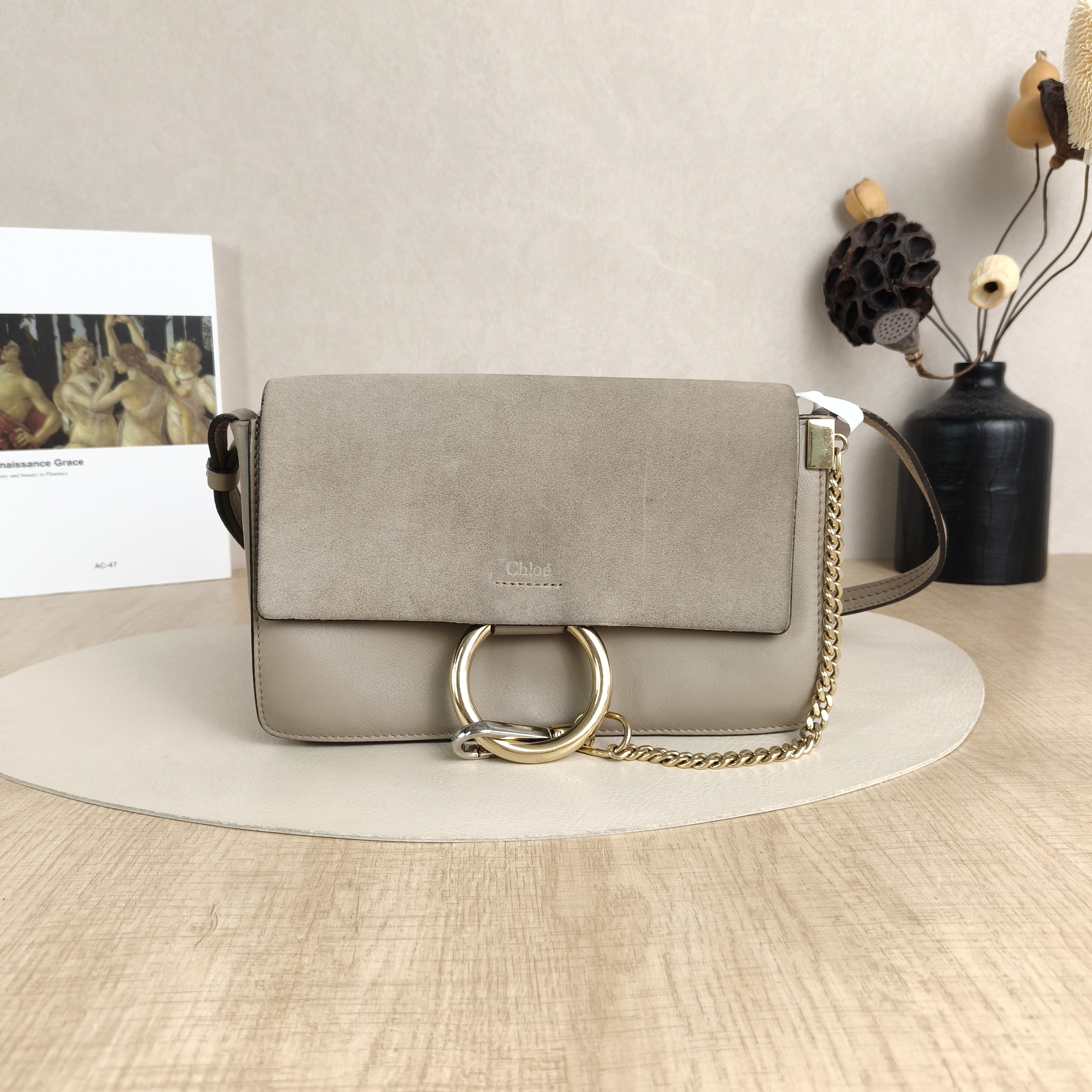 Chloé Shoulder Bag faye Bangle Brown Calfskin Medium 24 × 9 × 16 cm