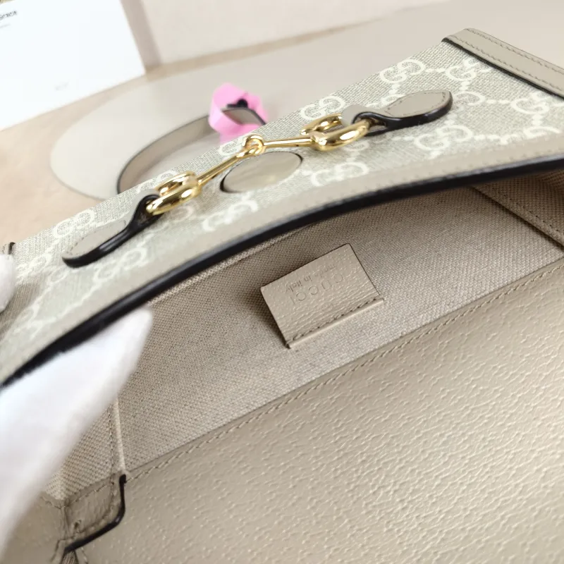 GUCCI Crossbody Bag Horsebit 1955Collection Mini Box Bag White Monogram PVC Mini 18 × 5 × 12 cm — detail view 2 of 11