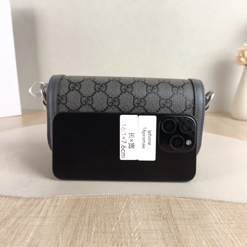 GUCCI Crossbody Bag Ophidia Messenger Bag Grey PVC One Size 19 × 5 × 11 cm — cover view 2 of 6