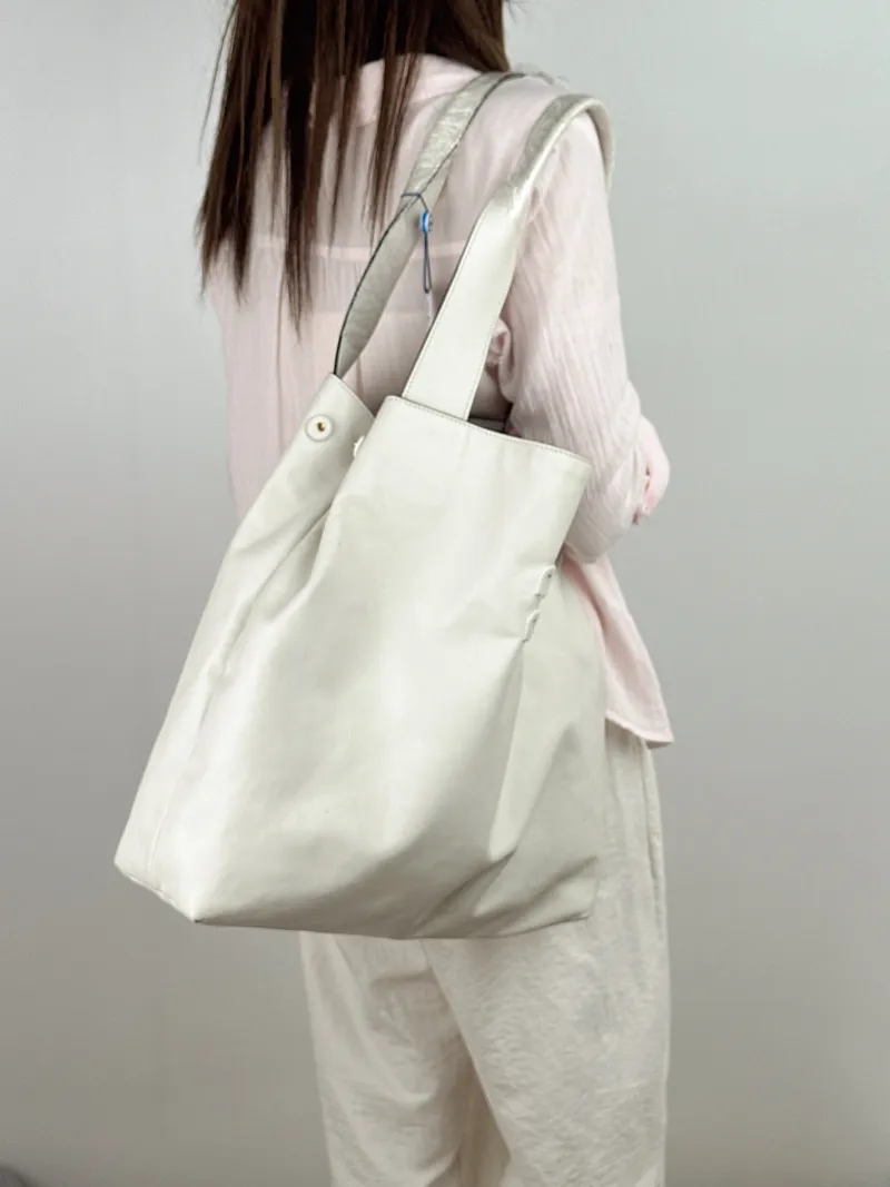 Miumiu Crossbody Bag Tote Bag White Calfskin One Size 37 × 11 × 37 cm — on-model view 2 of 2