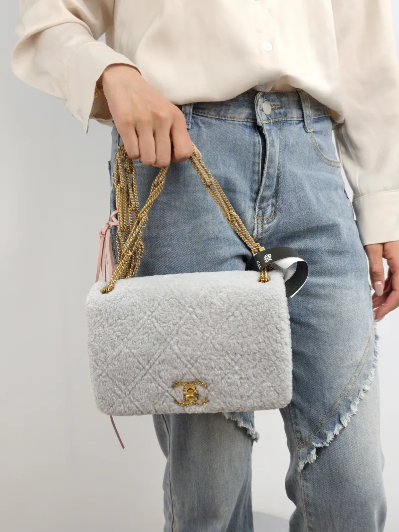 Chanel Crossbody Bag CF Shoulder Crossbody Bag Grey One Size 22 × 8 × 14 cm — on-model view 2 of 2