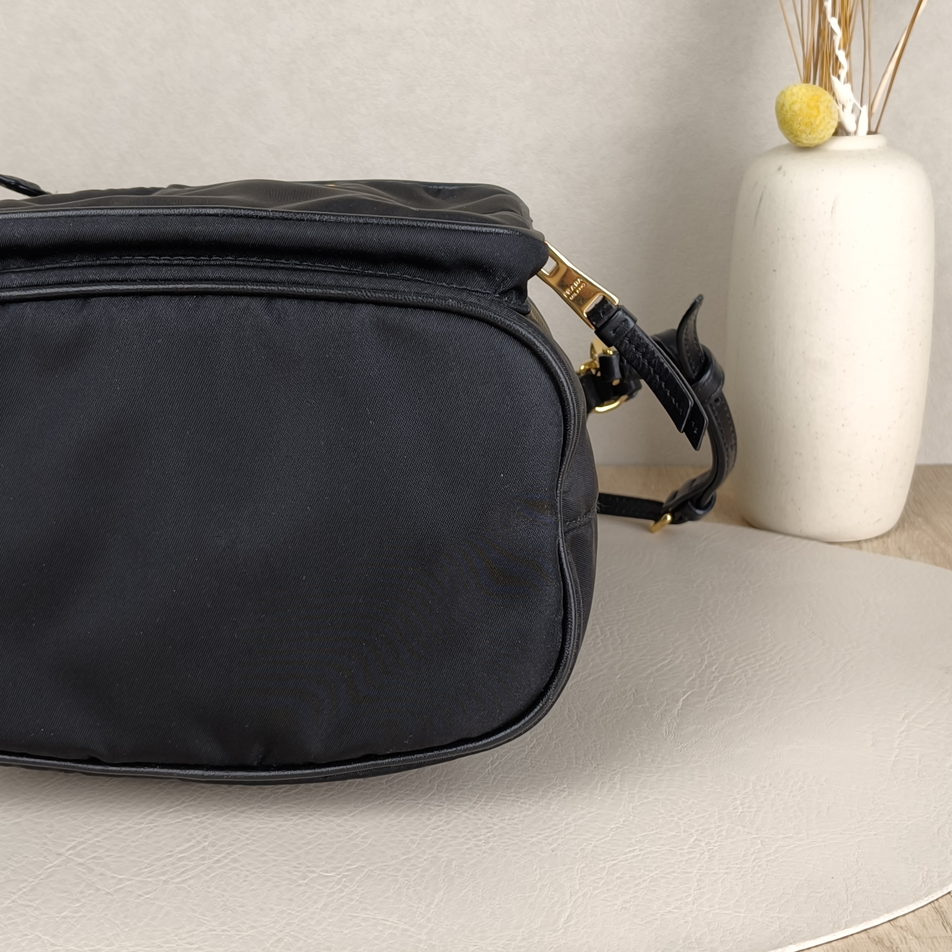 PRADA Shoulder Bag Bucket Bag Black Nylon 17 × 11.5 × 22.5 cm — cover view 5 of 9