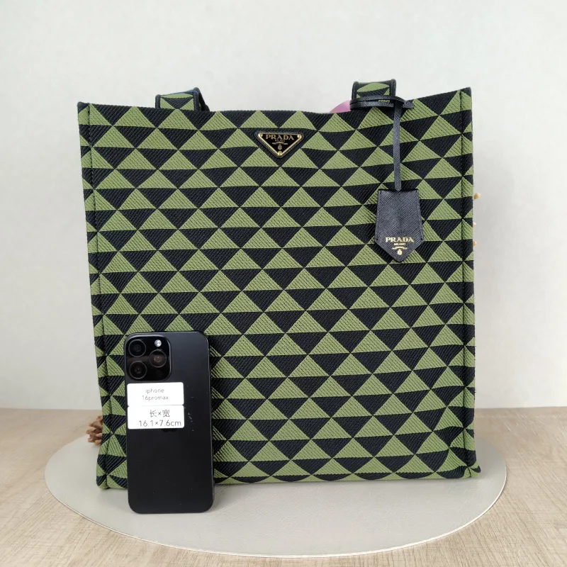 PRADA Top Handle Bag Tote Bag Green Black One Size 37 × 12 × 37 cm — cover view 3 of 5