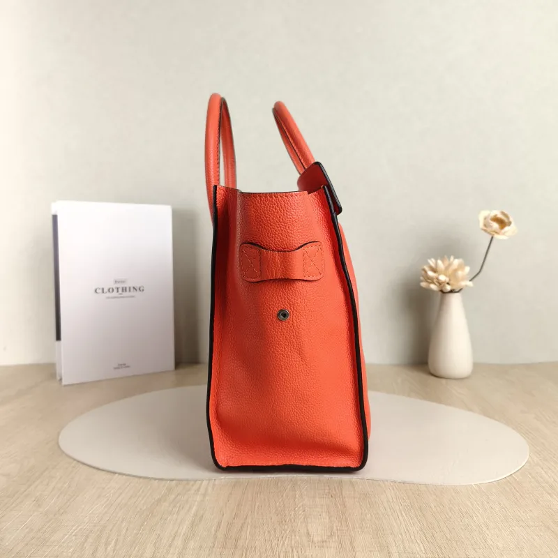 CELINE Top Handle Bag Luggage Micro Red Calfskin Medium26 × 13 × 27 cm — detail view 4 of 12