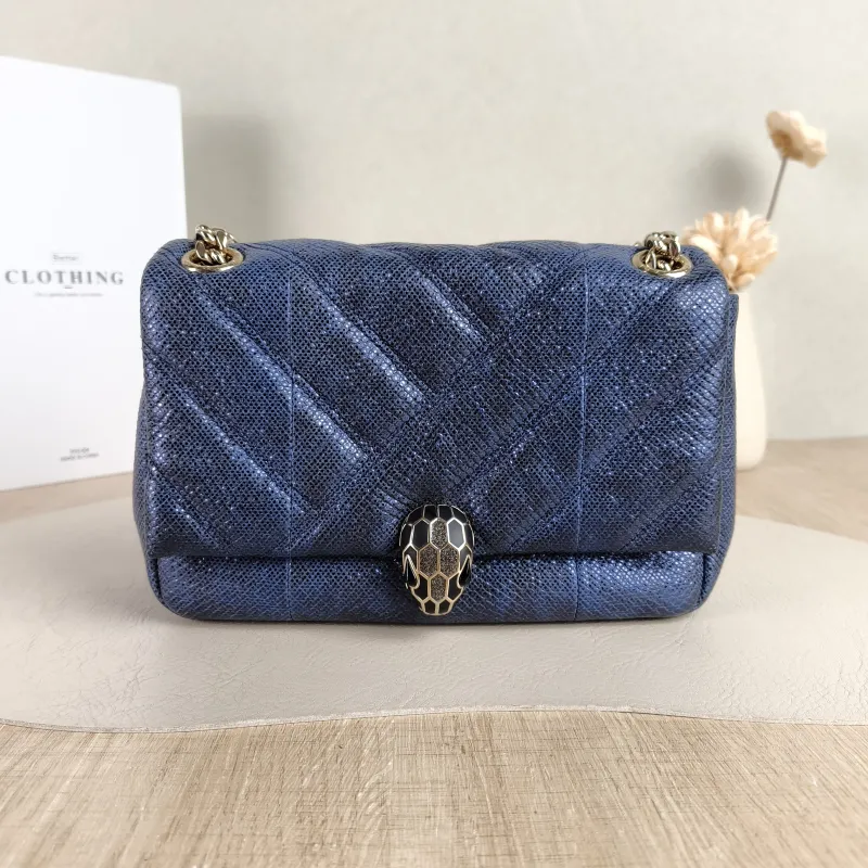 Bvlgari Crossbody Bag Serpenti Cabochon Navy Small 21.5 × 7 × 15 cm