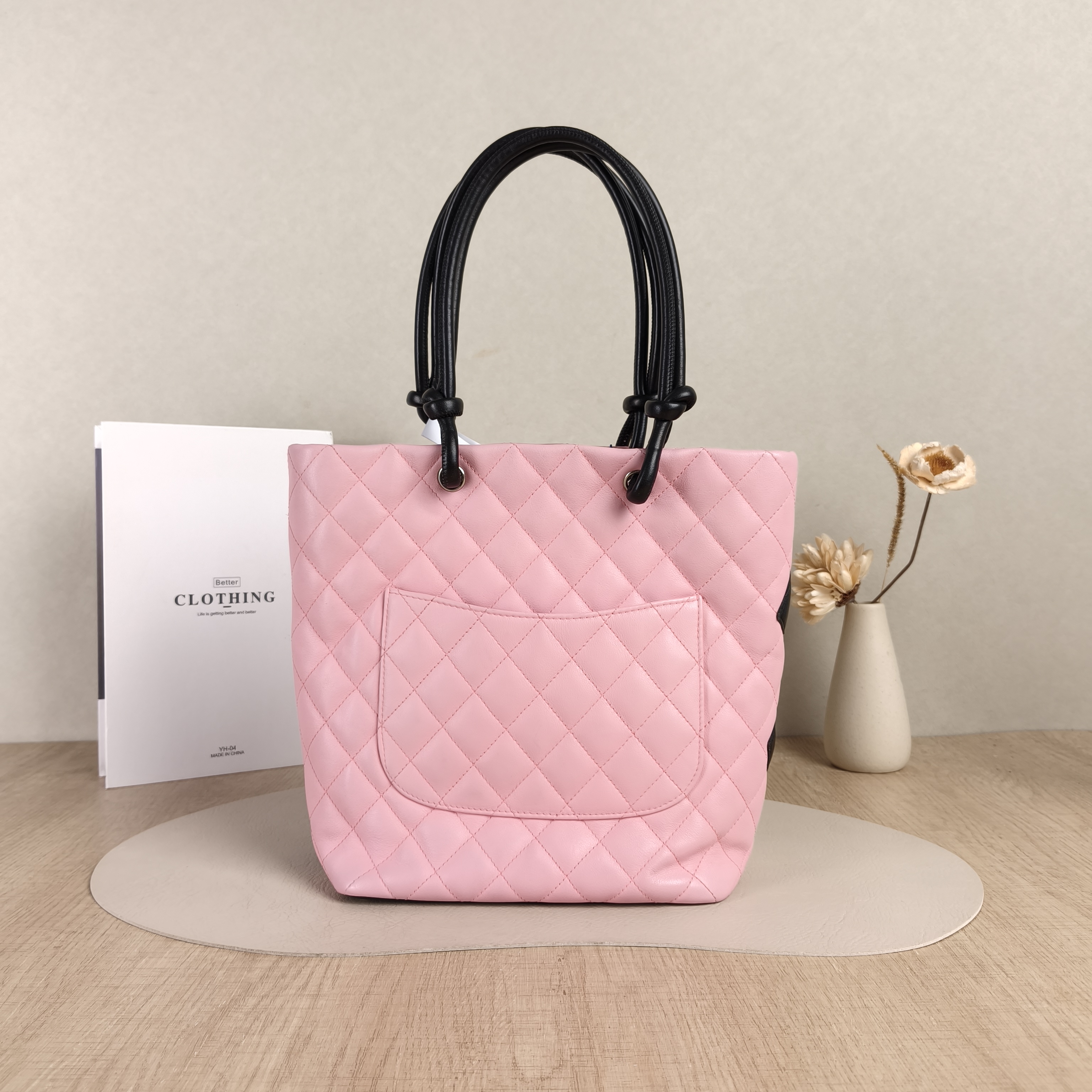 Chanel Top Handle Bag Cambon Basket Pink · Black Calfskin Small20 × 12 × 24 cm — cover view 4 of 5