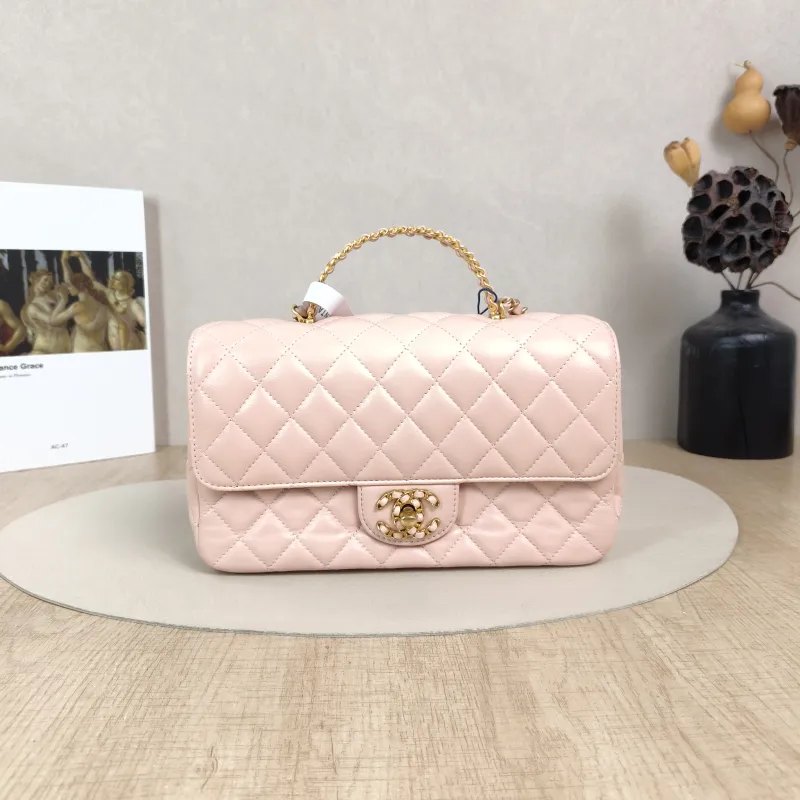 Chanel Crossbody Bag24c cf Pink Lambskin Small Edition23 × 6.5 × 14 cm