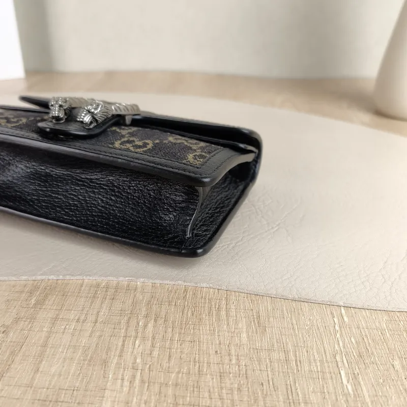 GUCCI Crossbody Bag Dionysus Black Monogram Canvas Mini 16.5 × 4.5 × 10 cm — detail view 9 of 11