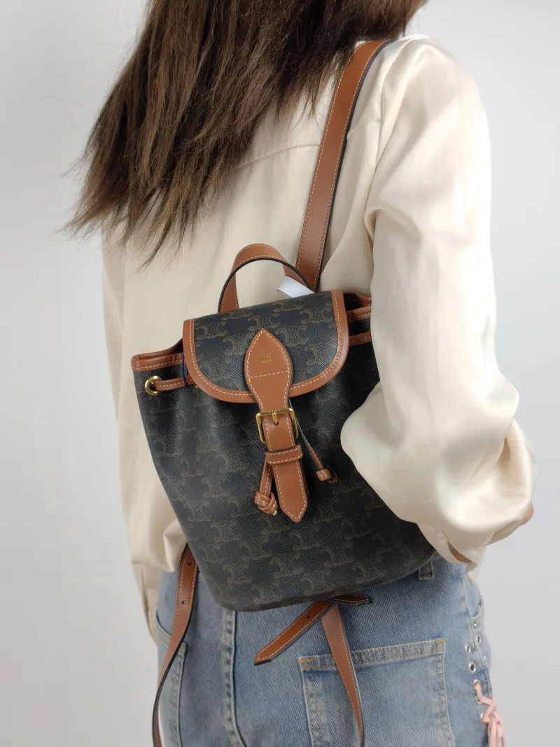 CELINE Backpack FOLCO Backpack Monogram PVC Mini 17 × 10 × 20 cm — on-model view 3 of 3