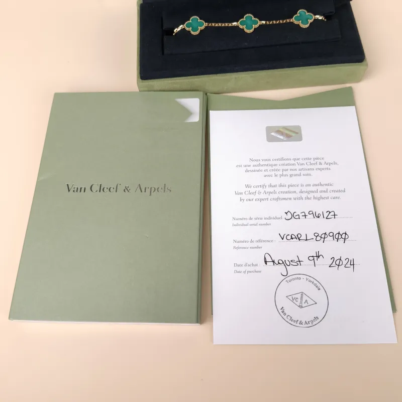 Van Cleef & Arpels Bracelet Alhambra Alhambra Collection Five-Motif Bracelet Malachite18KY ellow Gold Vintage Small1.5 × 1.5 × 19 cm — detail view 2 of 2