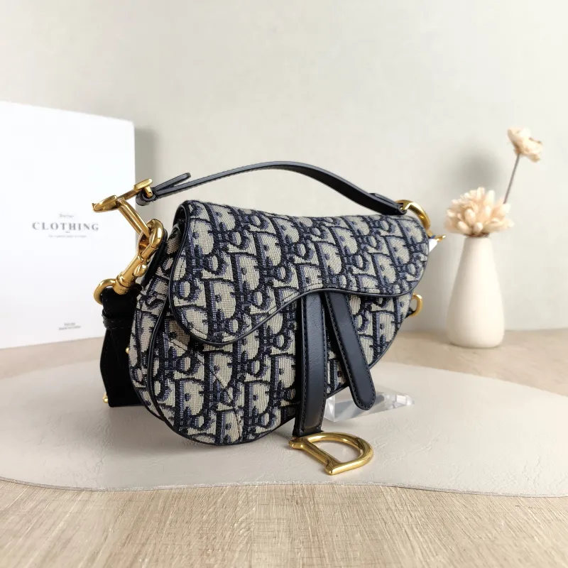 DIOR Top Handle Bag Saddle Blue Canvas Mini 19 × 6 × 15 cm — cover view 2 of 5