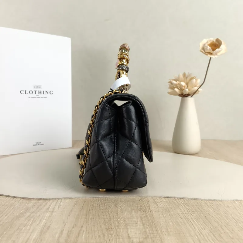 Chanel Crossbody Bag Coco Handle​Black Calfskinmini19 × 9 × 13 cm — detail view 12 of 13
