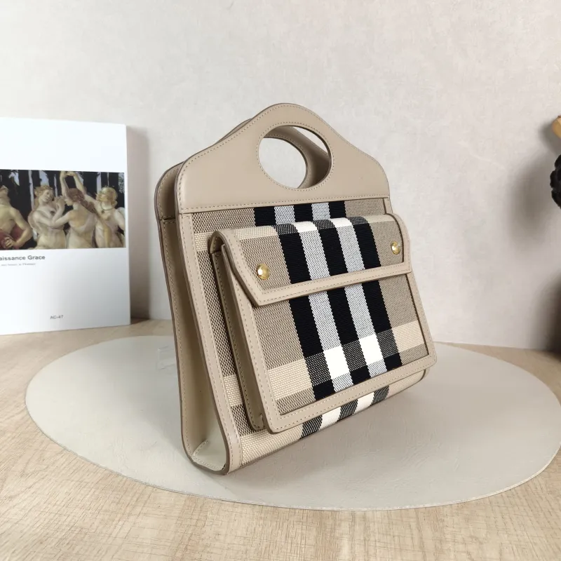 BURBERRY Crossbody Bag pocket bag Top Handle Crossbody Bag Taupe Canvas Mini 23 × 6 × 26.5 cm — cover view 3 of 5