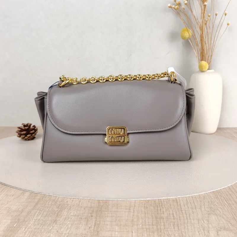 Miumiu Shoulder Bag Grey Calfskin One Size 26 × 9.5 × 14.5 cm