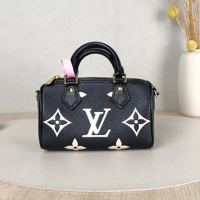 Louis Vuitton Crossbody Bag Speedy Nano Black · White Monogram Empreinte Embossed Calfskin nano 16 × 7.5 × 10 cm — cover view 2 of 5