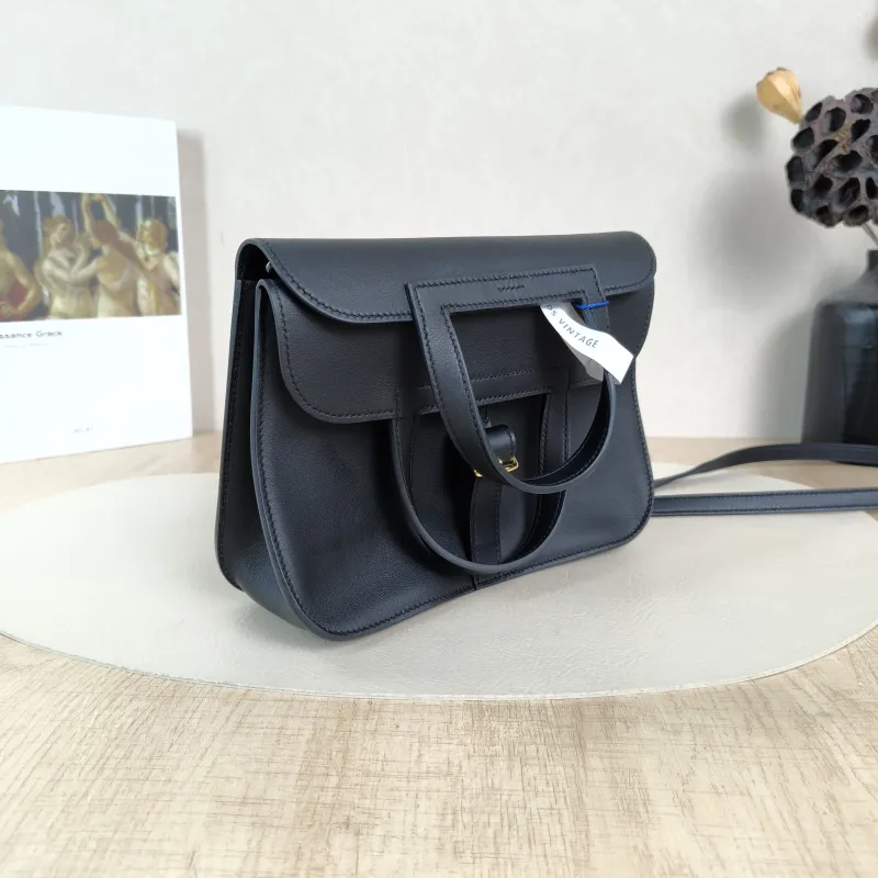 Hermès Crossbody Bag Halzan Black Swift Calfskinmini22 × 6.5 × 15 cm — cover view 6 of 6