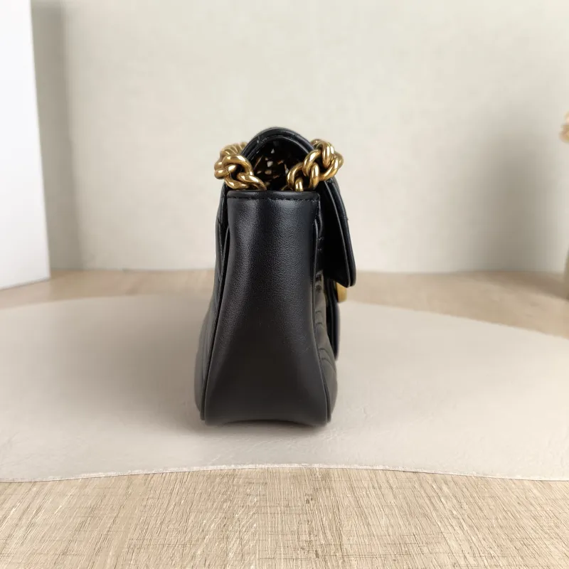 GUCCI Crossbody Bag GG Marmont Small Marmont 22 Black CC alfskin Small 22 × 6 × 13 cm — detail view 10 of 11