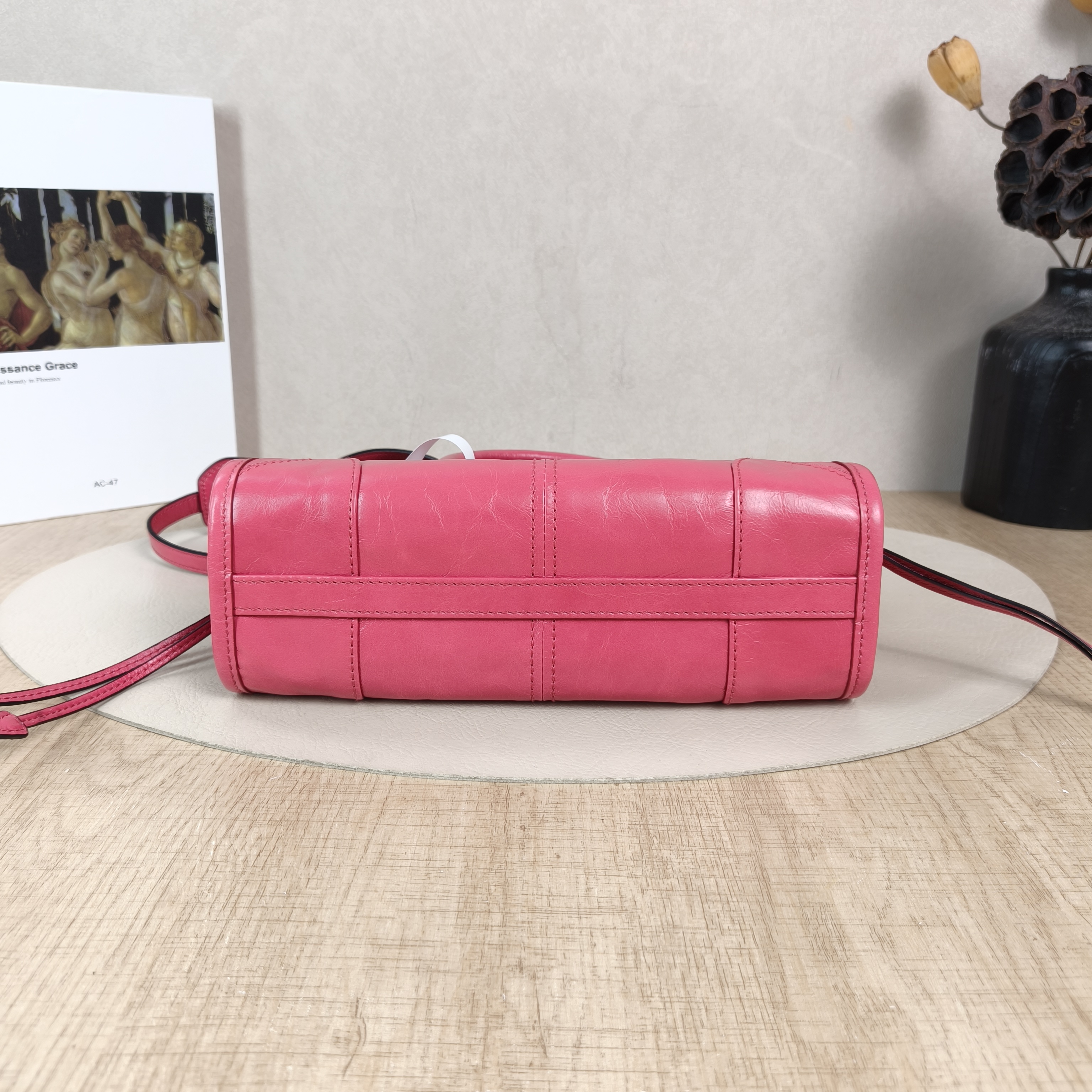 PRADA Top Handle Bag Bonnie Soft Lux Pink Waxed Leathermini23.5 × 9 × 12 cm — cover view 5 of 5