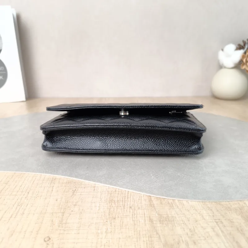 Chanel Crossbody Bag Classic Flap WOC CF WOCWOC Bag Black Grained Calfskin Mini 19.2 × 3.5 × 12.3 cm — cover view 5 of 6