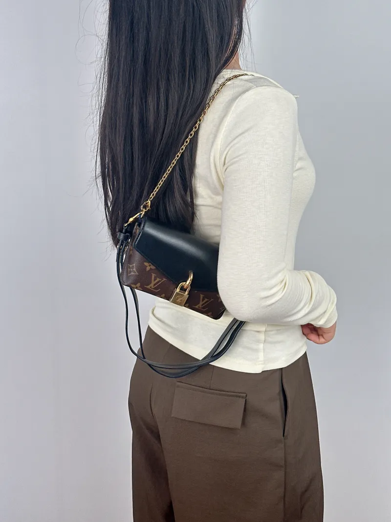 Louis Vuitton Shoulder Bag PADLOCK ON STRAP Black PVC Mini 19 × 3 × 11 cm — on-model view 2 of 2
