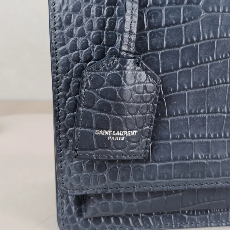 SAINT LAURENT Crossbody Bag SUNSET Grey Calfskin Medium 22 × 6.5 × 16 cm — detail view 9 of 13