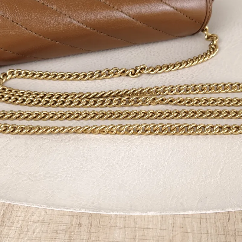 GUCCI Crossbody Bag GG Marmont Mini Marmont Mini Caramel Calfskin Mini 16.5 × 4.5 × 9.5 cm — detail view 8 of 12
