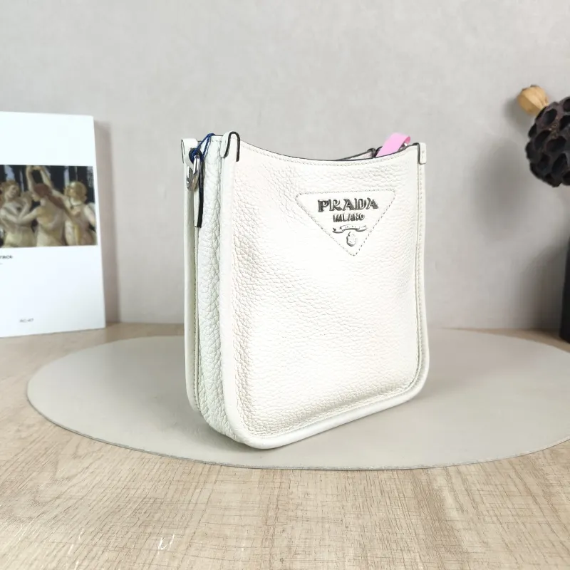 PRADA Crossbody Bag Crossbody Bag White Calfskin One Size 18 × 6.5 × 19.5 cm — cover view 3 of 5