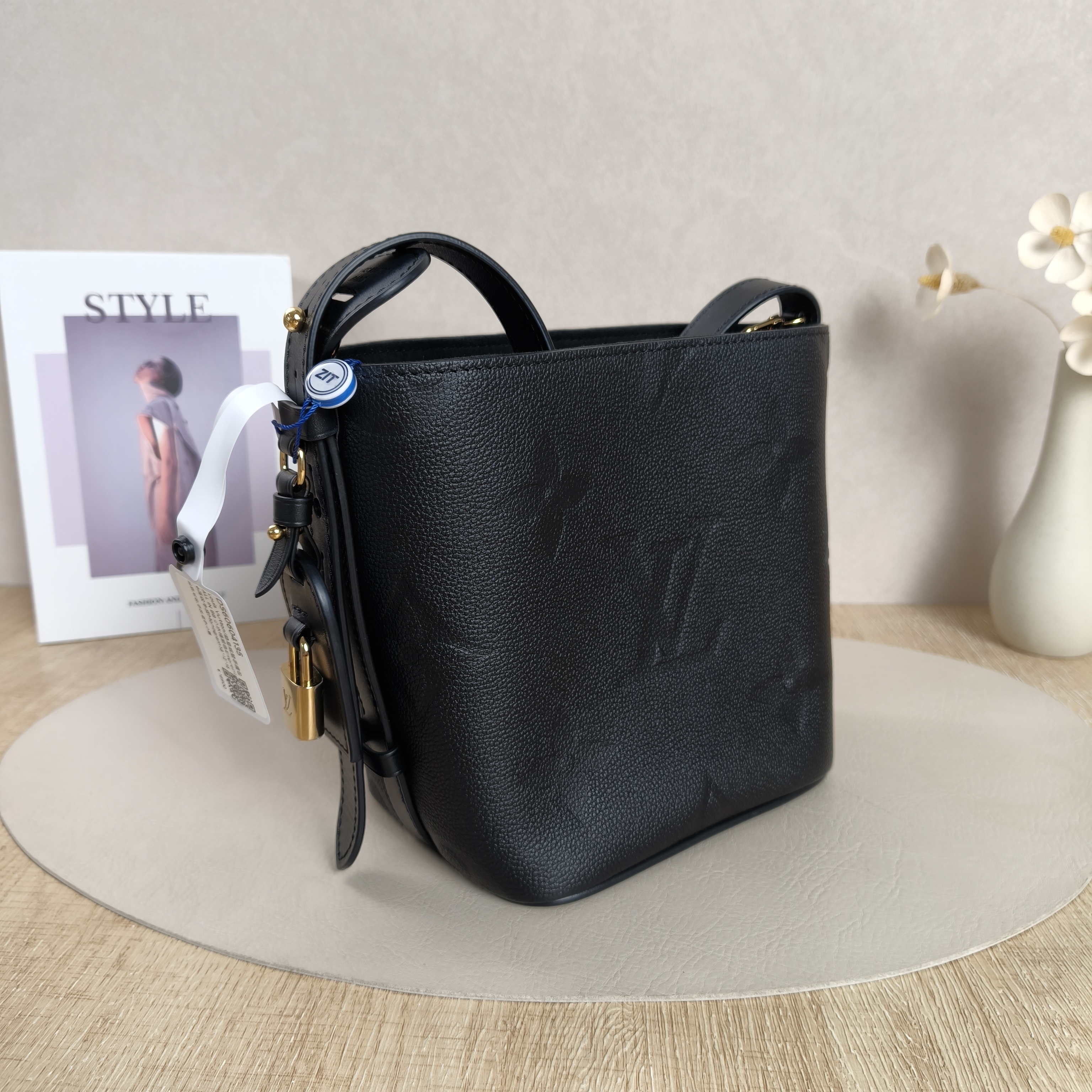 Louis Vuitton Top Handle Bag ALL IN BB Black Monogram Empreinte Embossed Calfskin BB18 × 12 × 16 cm — cover view 6 of 12