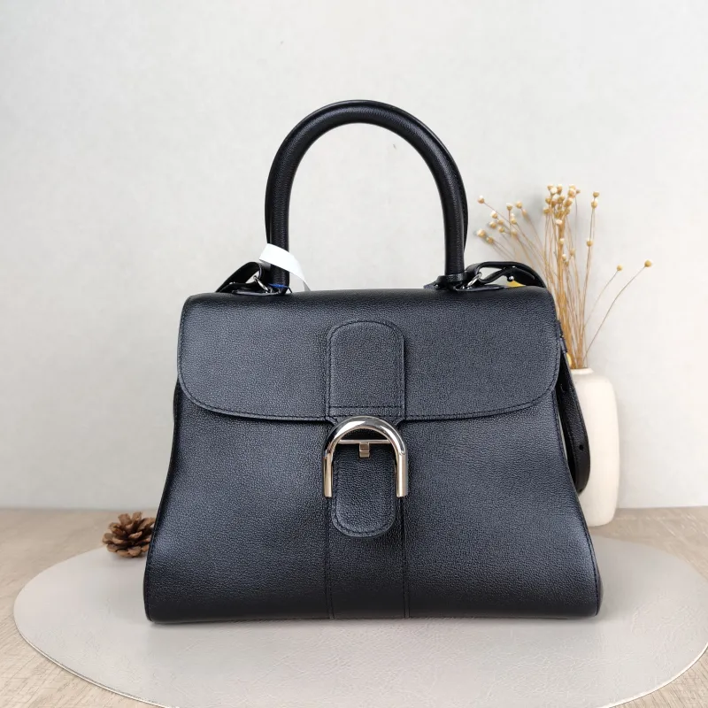 DELVAUX Top Handle Bag Brillant Black Calfskin Medium 29 × 15 × 22 cm