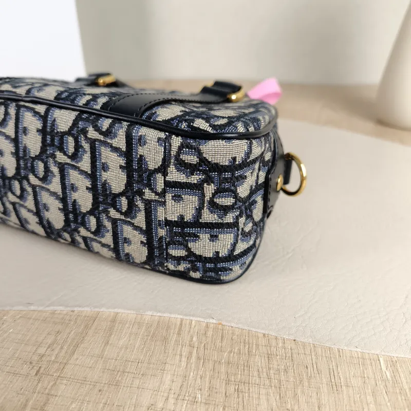 DIOR Crossbody Bag D-Vibe East-West Bowling Bag Blue Canvas Mini 20.5 × 7 × 12 cm — detail view 1 of 9