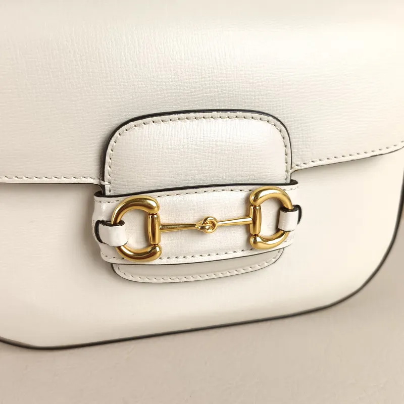GUCCI Crossbody Bag Horsebit 1955 Horsebit Small White Calfskin Small 20.5 × 5 × 14.5 cm — detail view 5 of 8