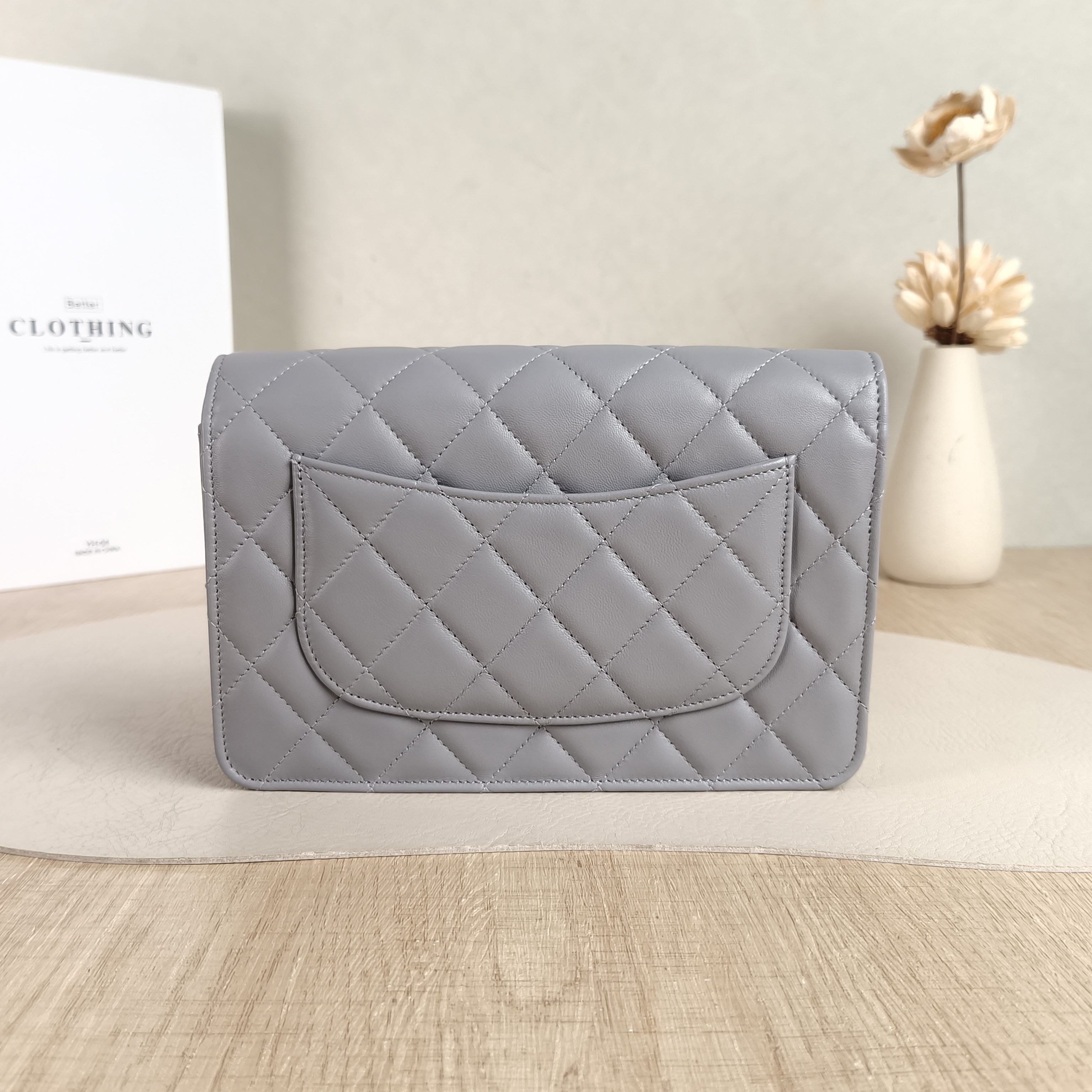 Chanel Crossbody Bag Classic Flap WOC CF WOCWOC Bag Edition Grey Lambskin mini19.2 × 3.5 × 12.3 cm — cover view 6 of 6