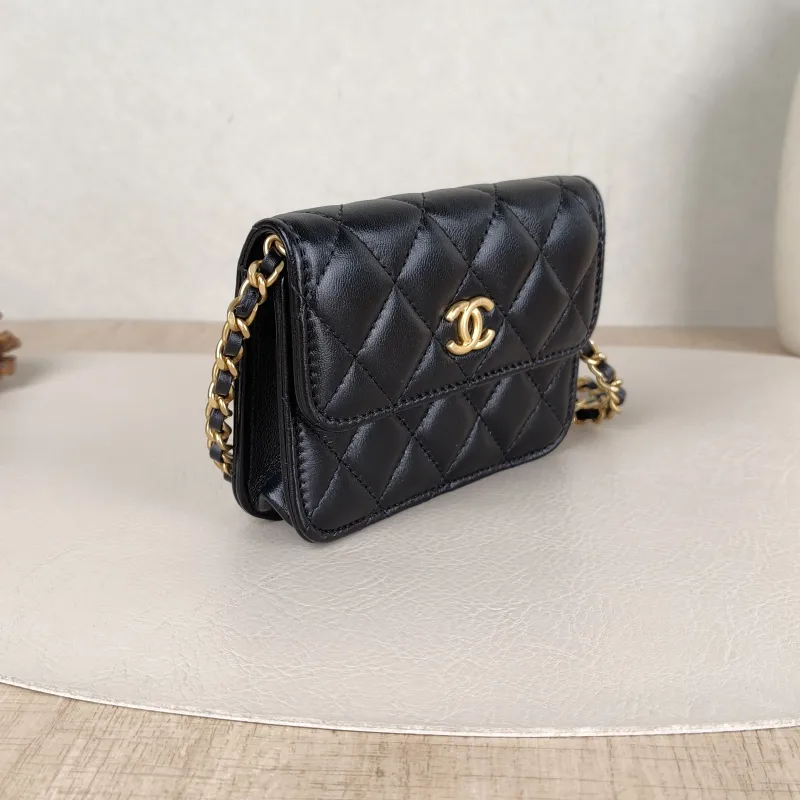 Chanel Crossbody Bag Crossbody Bag Black with Gold-Tone Hardware Lambskinmini12 × 2.5 × 9.5 cm — cover view 4 of 5