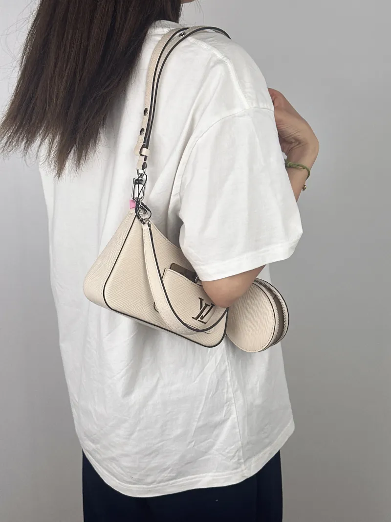 Louis Vuitton Shoulder Bag MARELLINI White Epi Embossed Calfskinmini19 × 6.5 × 13.5 cm — on-model view 1 of 3
