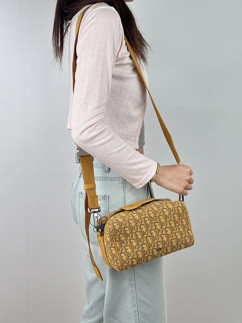 DIOR Crossbody Bag Lingot 22 Shoulder Bag Yellow Canvas One Size 22 × 10.5 × 12.5 cm — on-model view 1 of 2