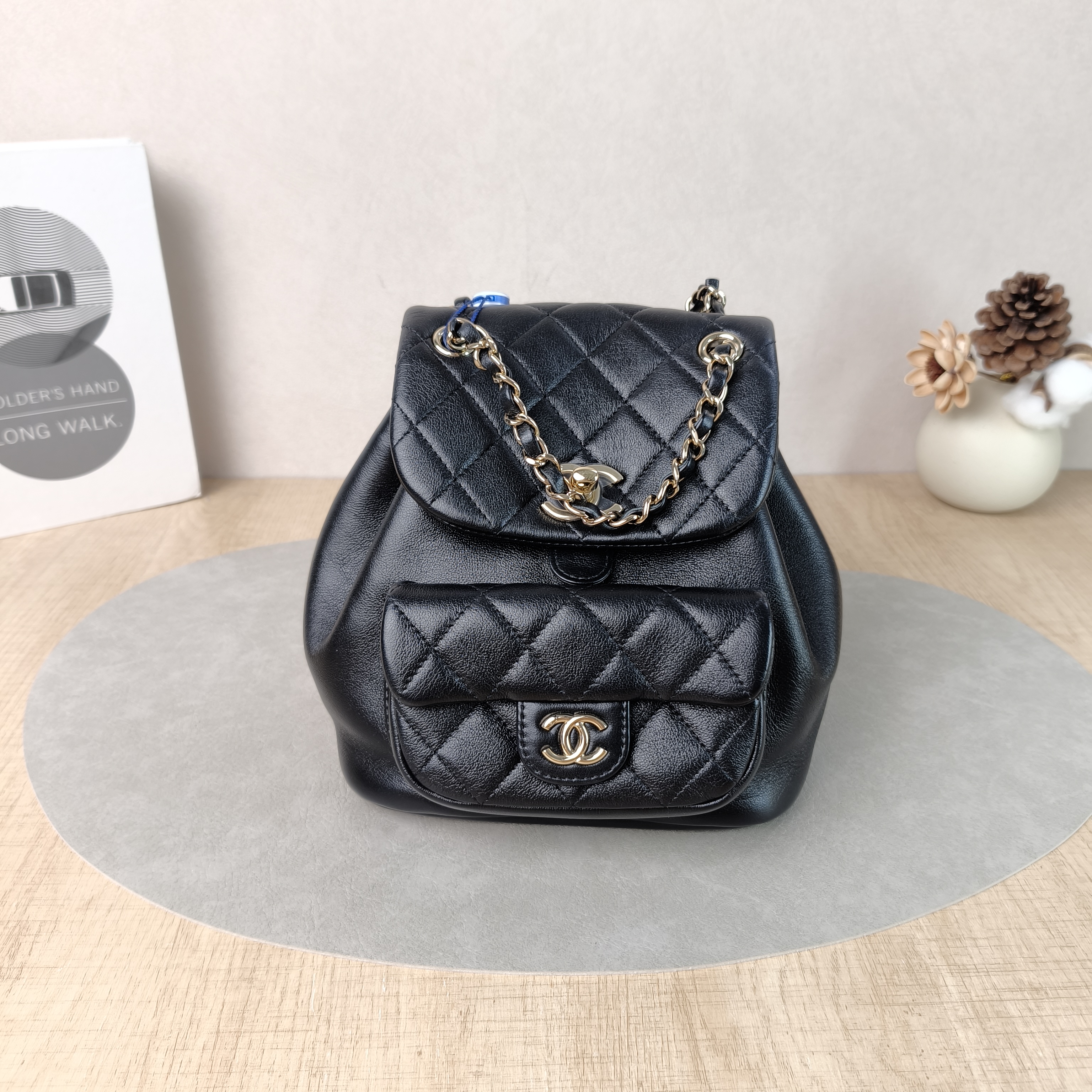 Chanel Backpack Duma Black Calfskin Small18 × 12 × 18.5 cm