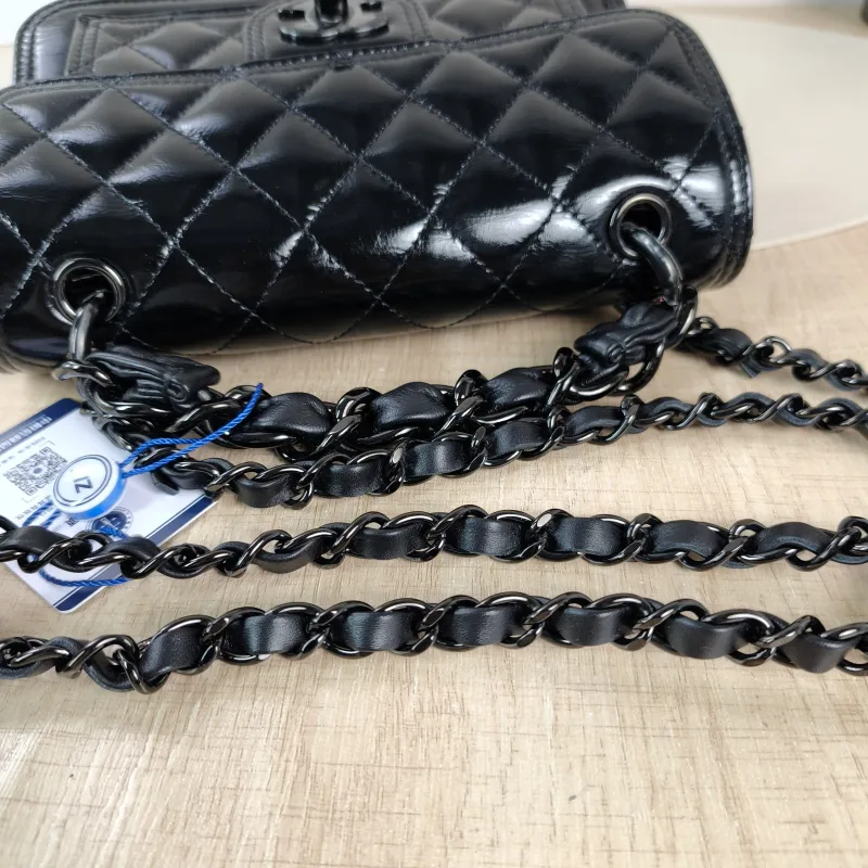 Chanel Crossbody Bag 23s Messenger Bag Black Waxed Leather Mini 19.5 × 6 × 13 cm — detail view 7 of 12
