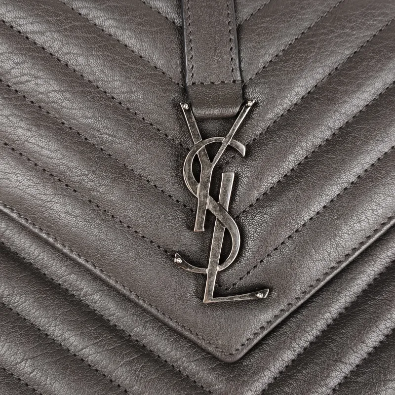 SAINT LAURENT Shoulder Bag COLLEGE Dark Grey Lambskin Medium 24 × 6.5 × 17 cm — detail view 10 of 13