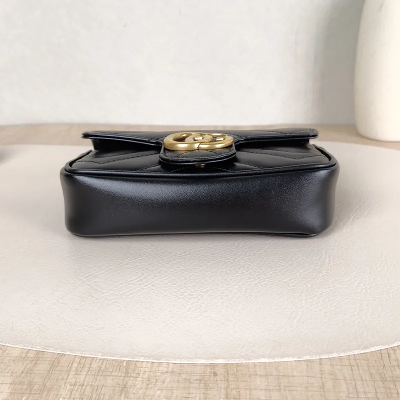 GUCCI Crossbody Bag GG Marmont Mini Marmont Mini Black with Gold-Tone Hardware Calfskinmini16.5 × 4.5 × 9.5 cm — cover view 5 of 5