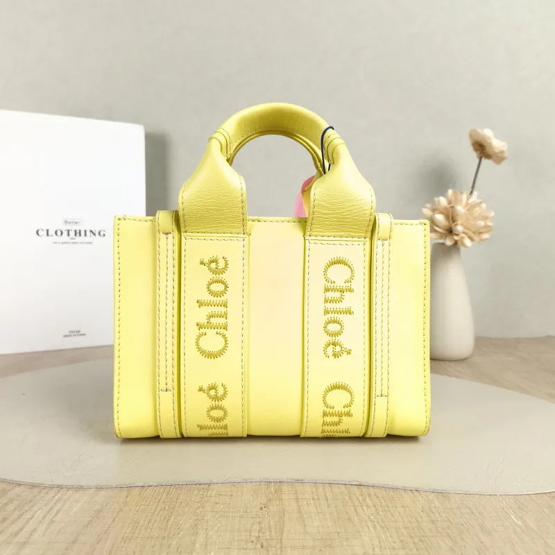 Chloé Top Handle Bag woody Collectiontote Yellow Calfskin One Size 20 × 7 × 14 cm — cover view 2 of 5