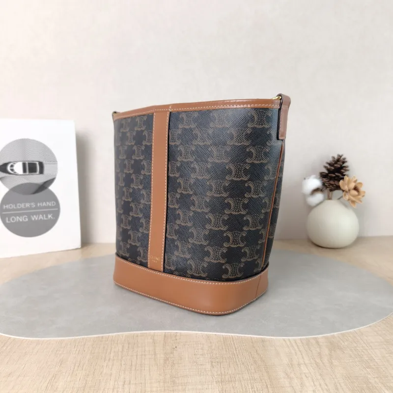 CELINE Crossbody Bag Triomphe Bucket Bag Monogram PVC Small 22 × 13 × 26 cm — cover view 2 of 5