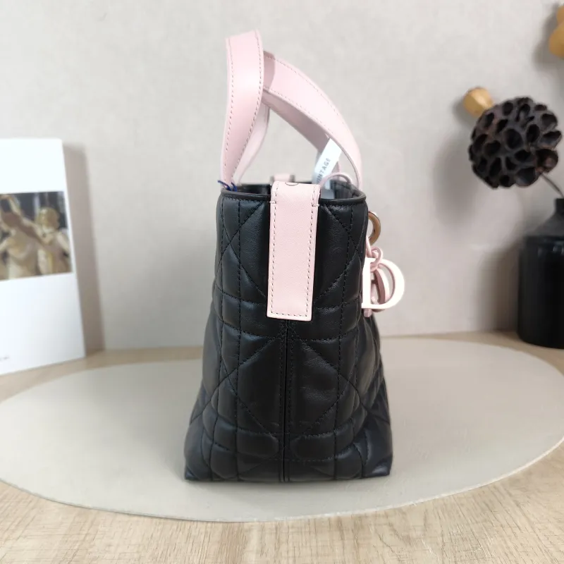 DIOR Top Handle Bag TOUJOURS Edition Black Pink Calfskin Small 18.5 × 12 × 18.5 cm — detail view 3 of 11