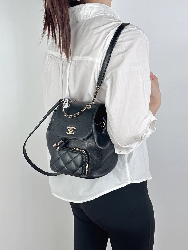 Chanel Backpackaffinity Backpack Black Grained Calfskin Small20 × 14 × 22 cm — on-model view 3 of 3