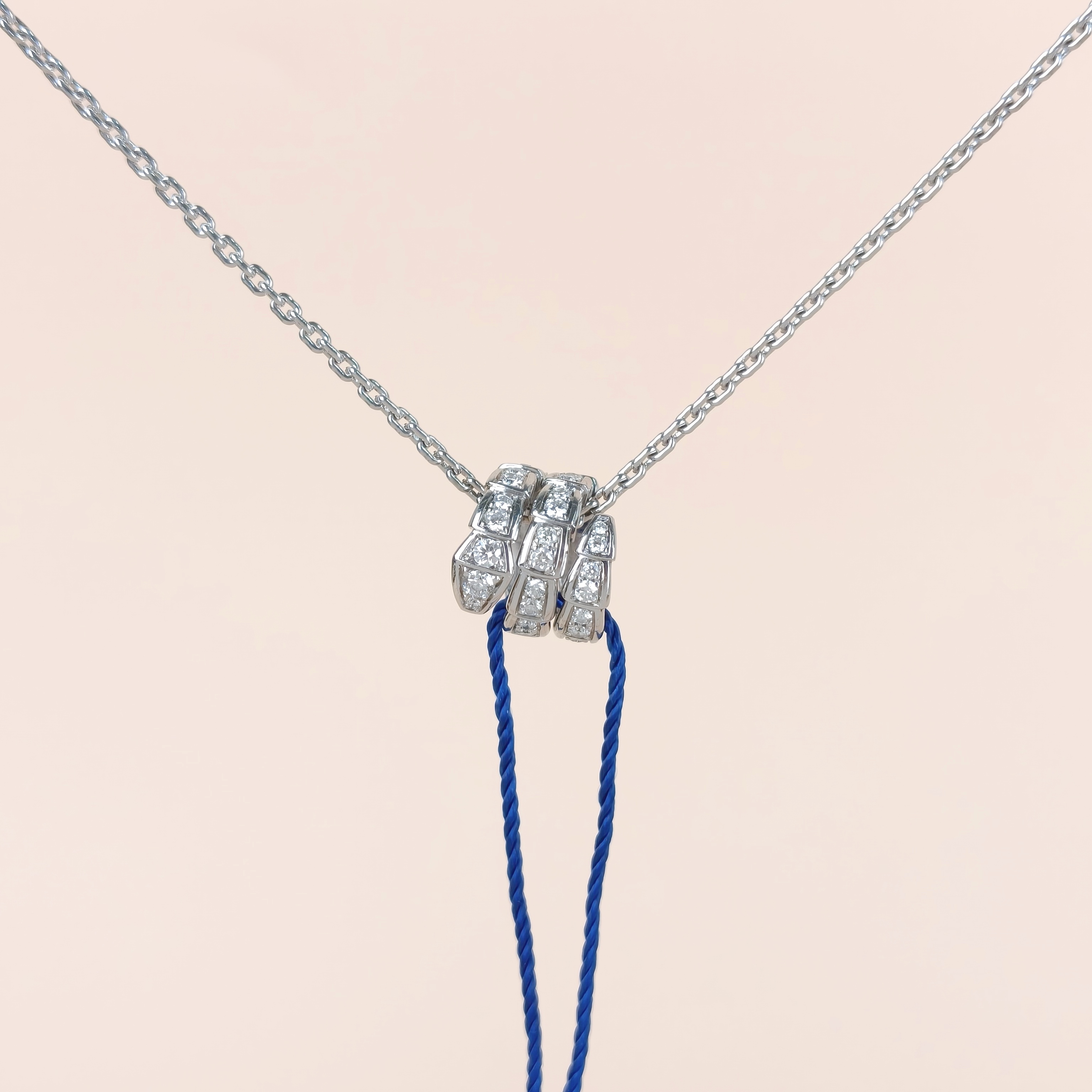 Bvlgari Necklace Serpenti Viper Collection Pavé Diamond Necklace White Gold18KW hite Gold Diamond One Size44cm