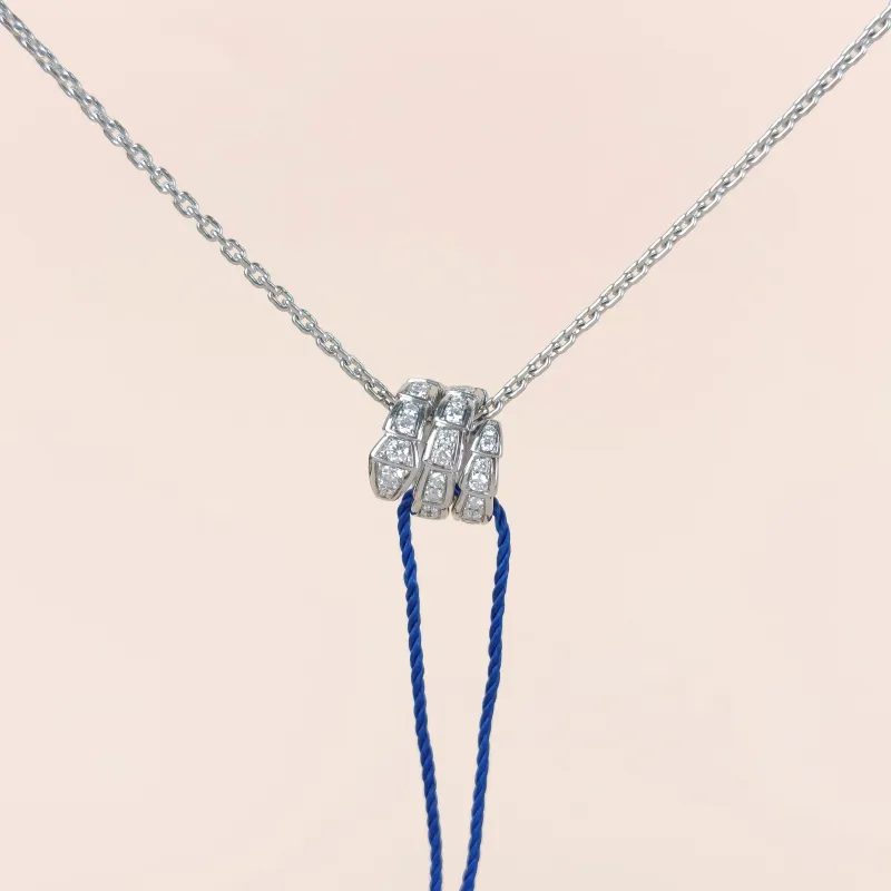Bvlgari Necklace Serpenti Viper Collection Pavé Diamond Necklace White Gold18KW hite Gold Diamond One Size44cm
